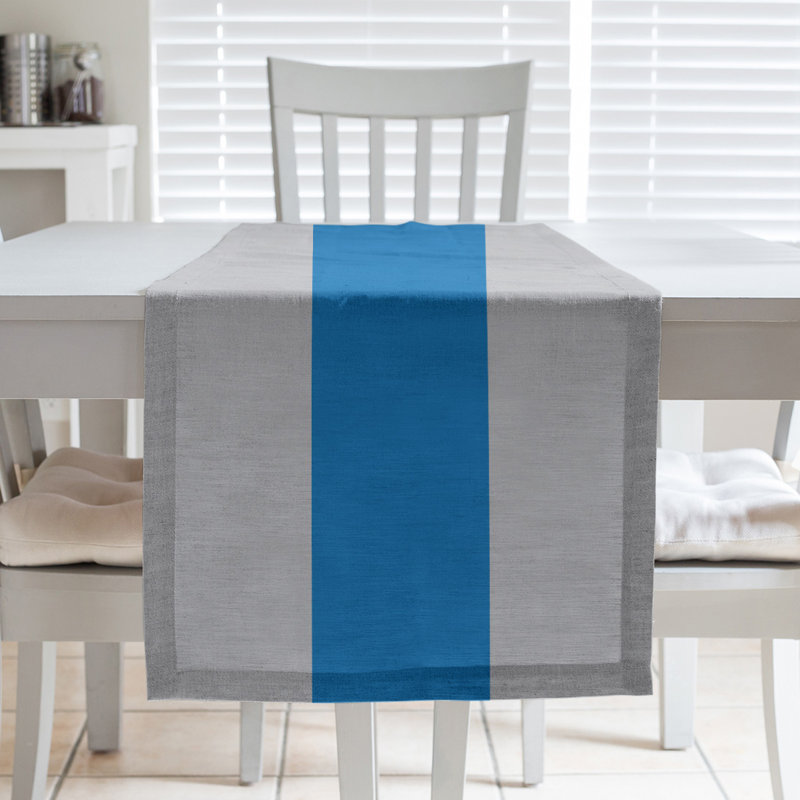 Chemin de table basket New York, L 72 po x l 16 po, Argenté / bleu / argenté, Polyester sergé