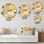 Yellow And White Midcentury Waves Fusion - Abstract Wall Clock-101233895