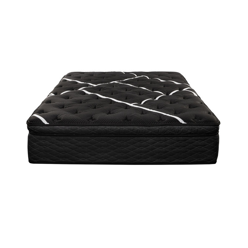 Matelas simple avec système de refroidissement double, mousse viscoélastique pour garder au frais, support pour la résilience à long terme, et unité de ressorts enveloppés individuellement avec atténuation moyenne merveilleuse, noir et blanc