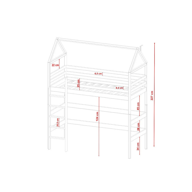 Persea 90 X 190cm High Sleepers House Beds with Trundle Included, Graphite