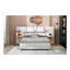 Grand lit plateforme tapissier grand format, deux prises et ports de charge USB des deux côtés, deux coussins de chevet, tablettes de rangement, velours, beige-922202839