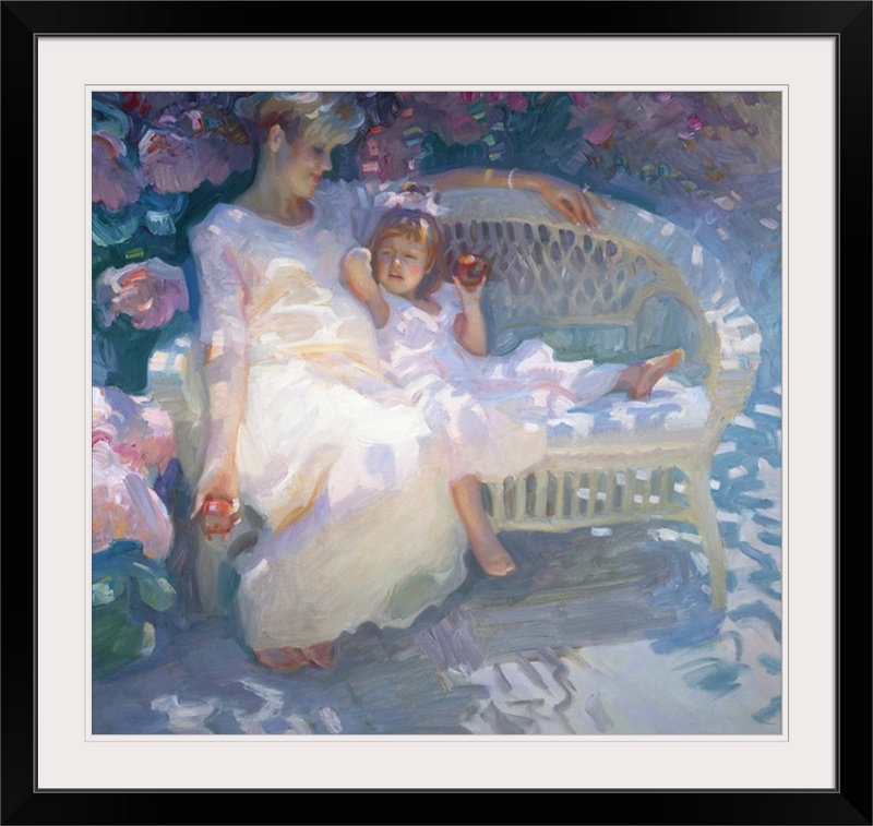 «Expecting» par John Asaro, reproduction d'art, H 28 x l 28 po x P 1 po, Cadre noir