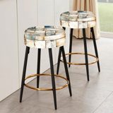 Rustic Modern Cubic Farmhouse Planks - Vintage Bar Stools Set Of 2