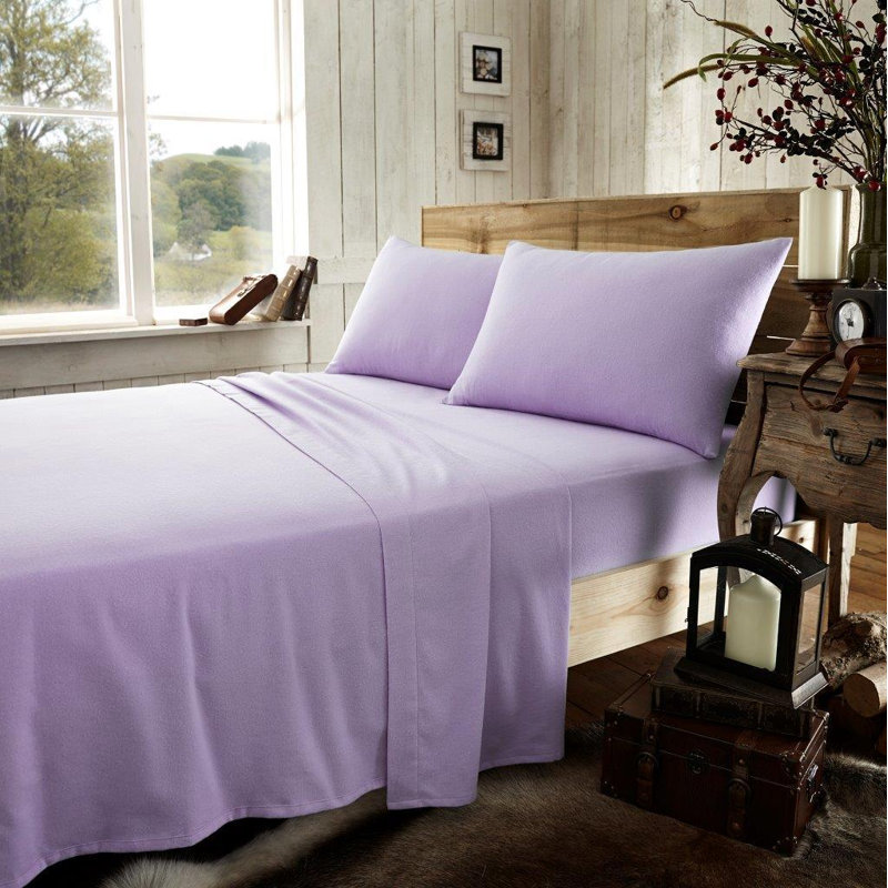 Aonghus Flannel Flat Sheet, Lilac, Double (4'6)