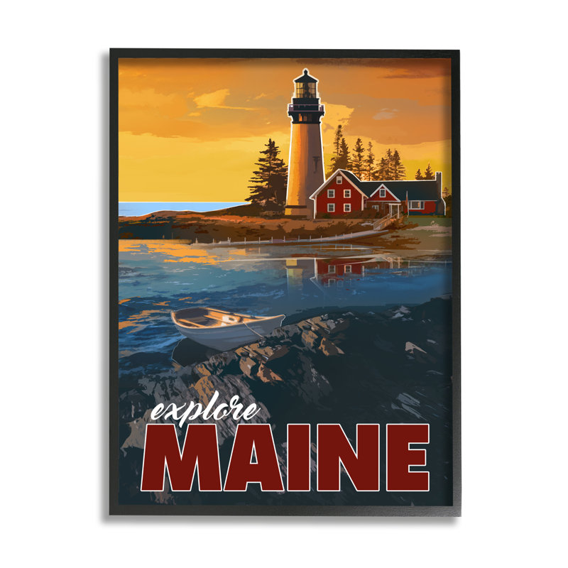 Explorez l'océan du Maine, Giclée encadrée noir minuit, H 14 po x l 11 po x P 1,5 po