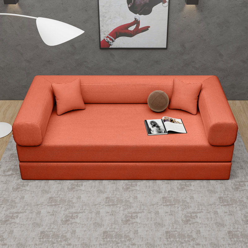Daelwyn Compression 35D All High-Density Foam Sleeper Sofa Bed, Foldable Floor Couch - No Assembly, Orange