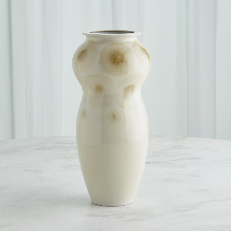Handmade Porcelain China Table Vase, Taupe