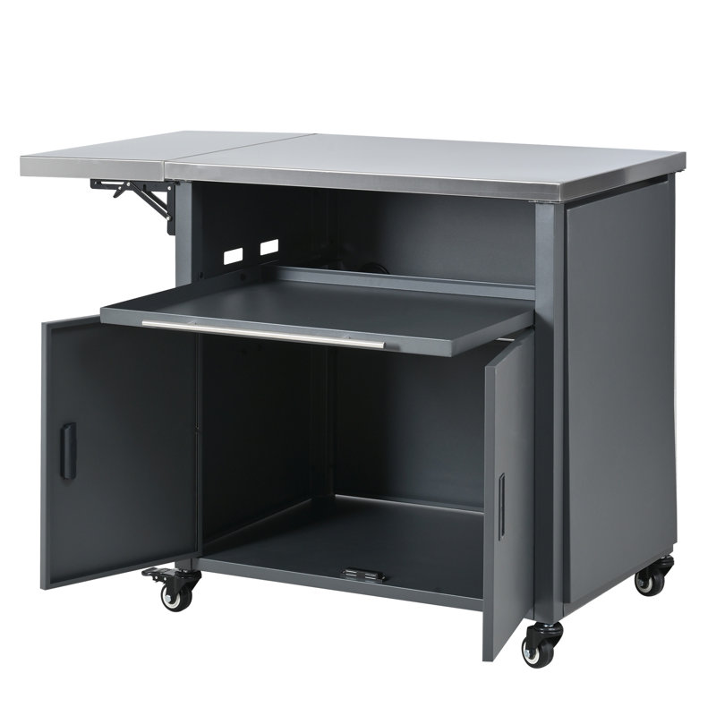 Chariot de barbecue pliable pour l'extérieur, Gris