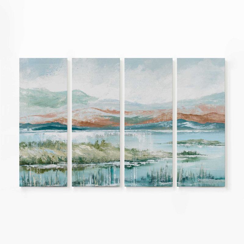 Enchantement au bord du lac | Impression sur toile 4 panneaux, H 40 po x l 60 po