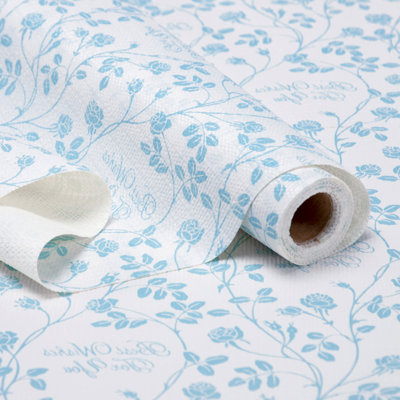 Doublure de tablette, doublures d'armoire antidérapantes non adhésives, doublures de tiroirs, feuille florale bleue Wisteria, 12 po x 10 pi (120 po)