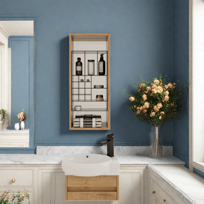 Armoires à pharmacie peu encombrantes, rangement de miroir en bois de 12 pouces pour salle de bain moderne