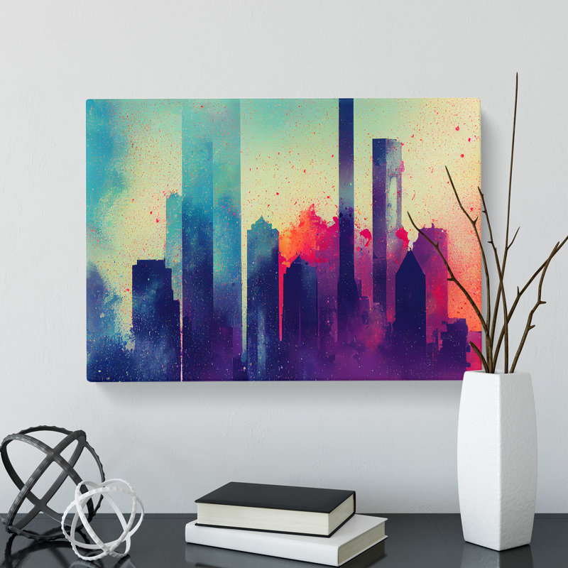 Skyscraper Skyline Splashed Vol.2 - Wrapped Canvas, 40cm H x 60cm W x 3cm D