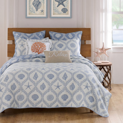 Ensemble de couvre-lit réversible en jacquard Laguna Coastal
