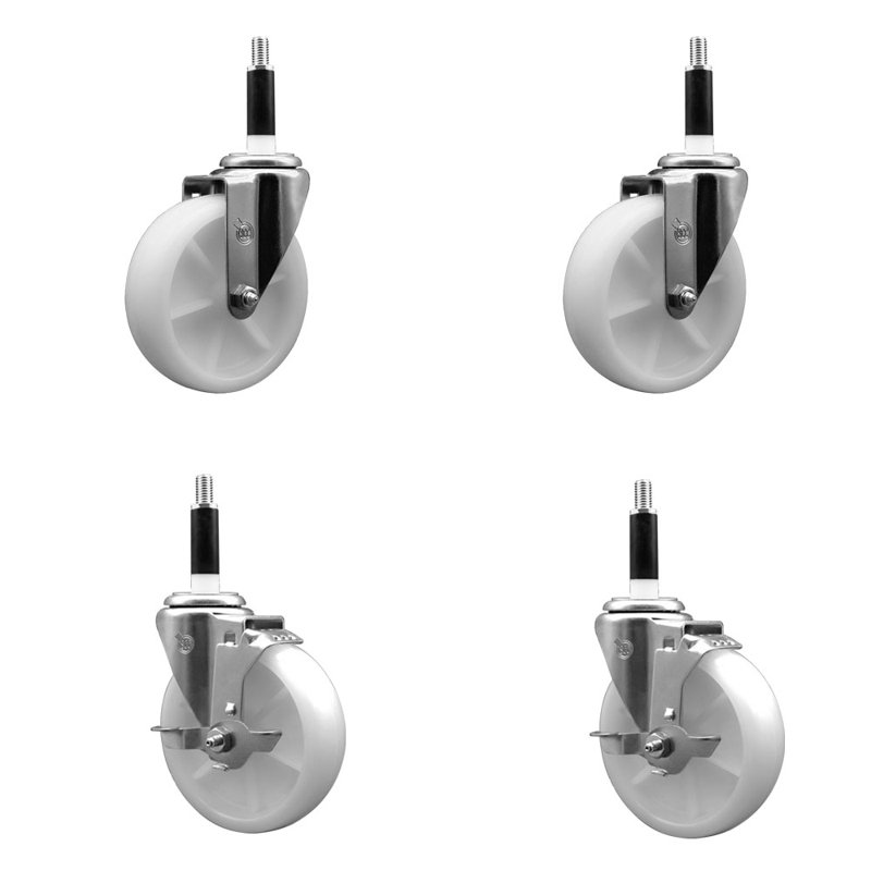 Ensemble de roulettes extensibles pivotantes à roulettes en nylon 5 pouces 7/8 pouces 2 freins SCC