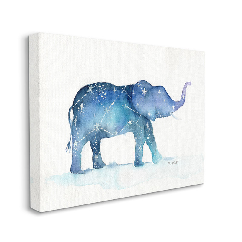 Éléphant mars avec constellation de ciel nocturne abstrait, H 16 po x l 20 po x P 1,5 po, Toile tendue