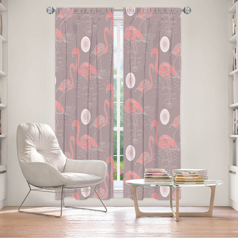 Paire de rideaux obscurcissant en polyester Cuno, L 20 po x L 52 po, Gris / brun / rose