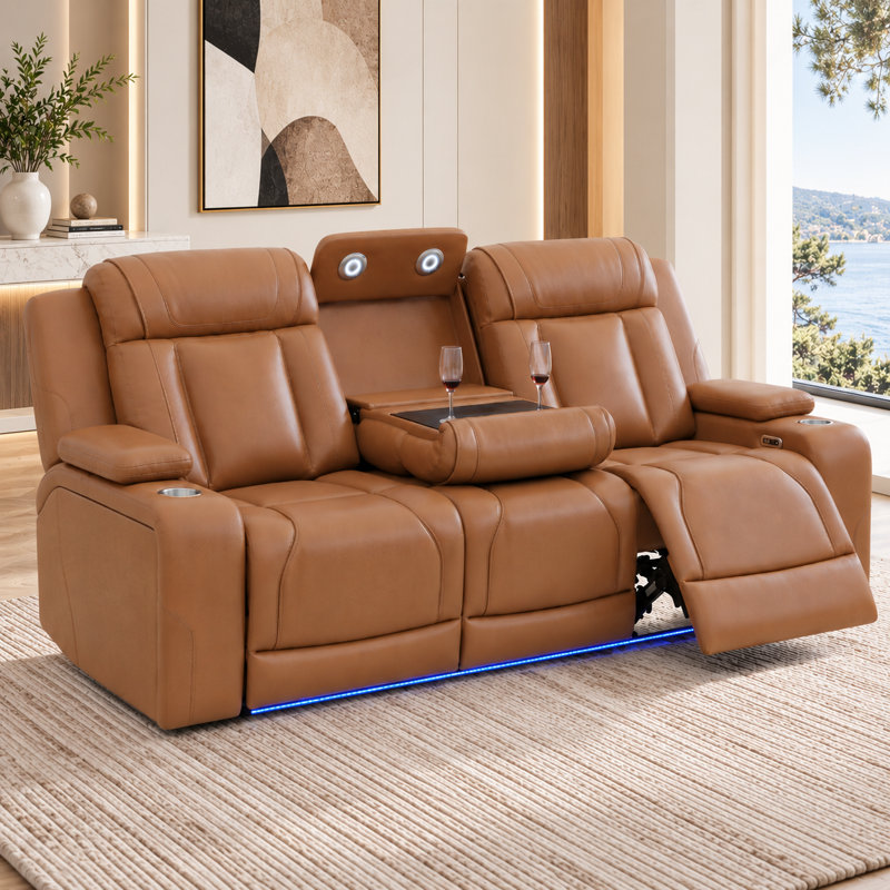 Canapé inclinable électrique haut de gamme en similicuir pour salon, Ginger Faux Leather