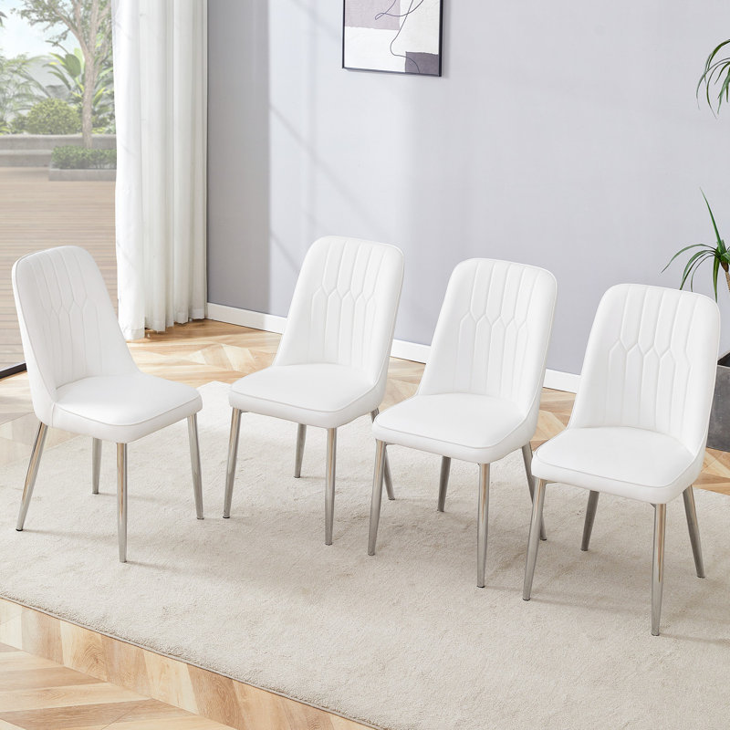 Modern Minimalist Dining Chair, Gold, White, 4