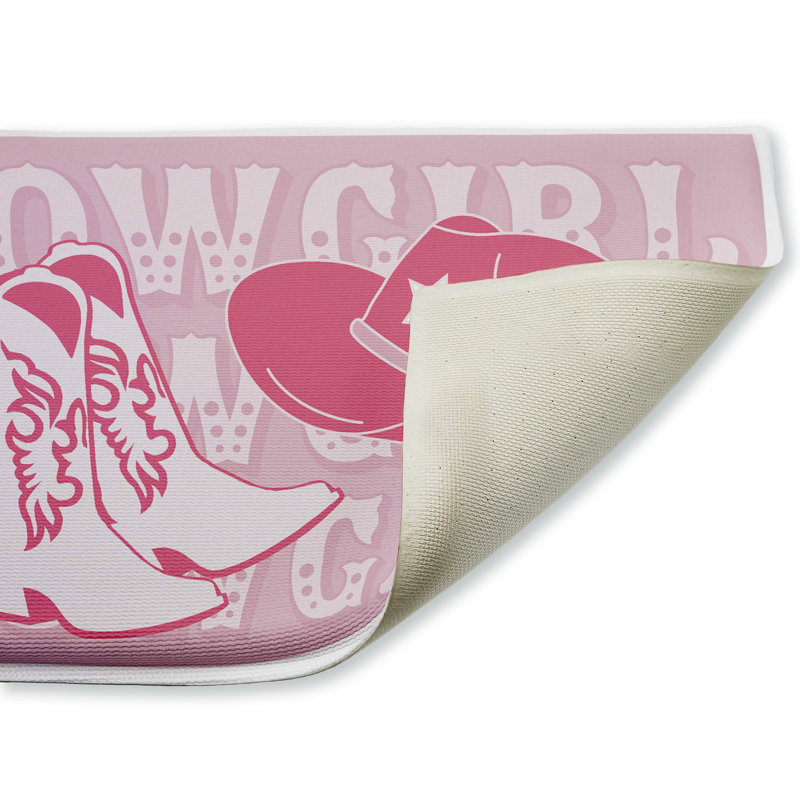 Tapis de bain et tapis de bain en peluche rose pastel imprimé par Corinne Rose Designs, 18 po x 30 po