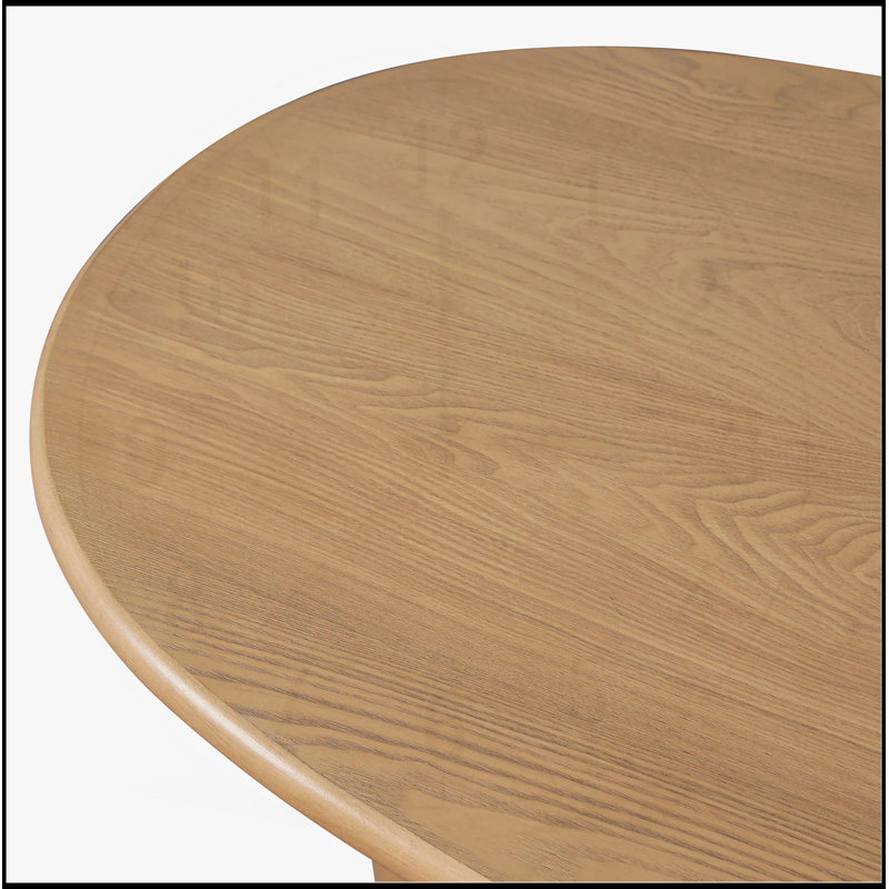 Table basse de 51 po avec bords arrondis, finition en bois naturel pour un design minimaliste moderne, Bois naturel