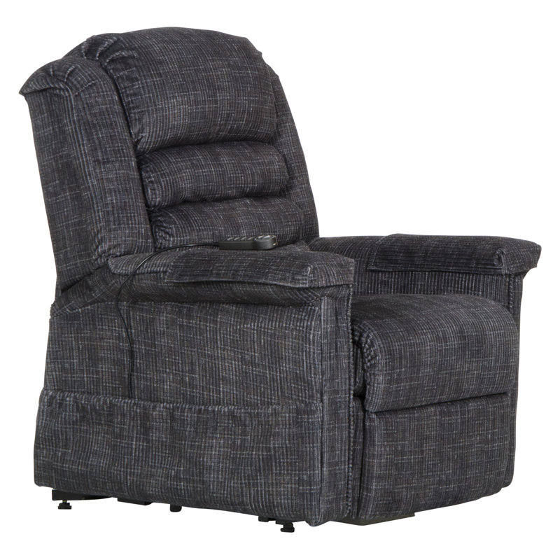 Soother Power Lift Assist Upholstered Recliner, Blue Polyester