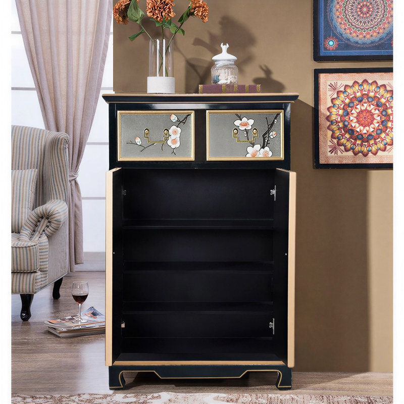 New Chinese Hand-Painted Shoe Storage Cabinet