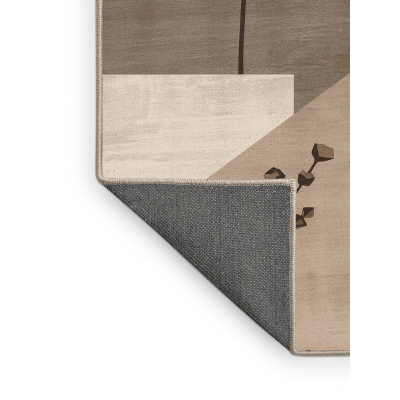 Tapis moelleux moelleux à motif géométrique minimaliste beige Frymantle, 8 x 12