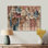 Encre liquide rythmique «II» - Décoration murale en bois floral - sur bois de pin naturel