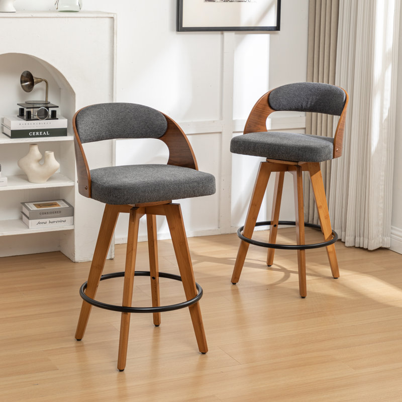 Tabourets pivotants rembourrés Cielito, Gris foncé, Tabouret de comptoir (siège d'une hauteur de 26,7