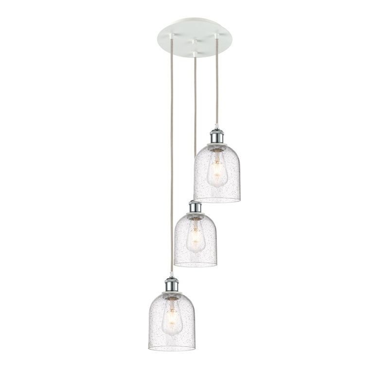 Luminaire suspendu grappe 3 lumières Odaniel, Bullé, Chrome poli blanc
