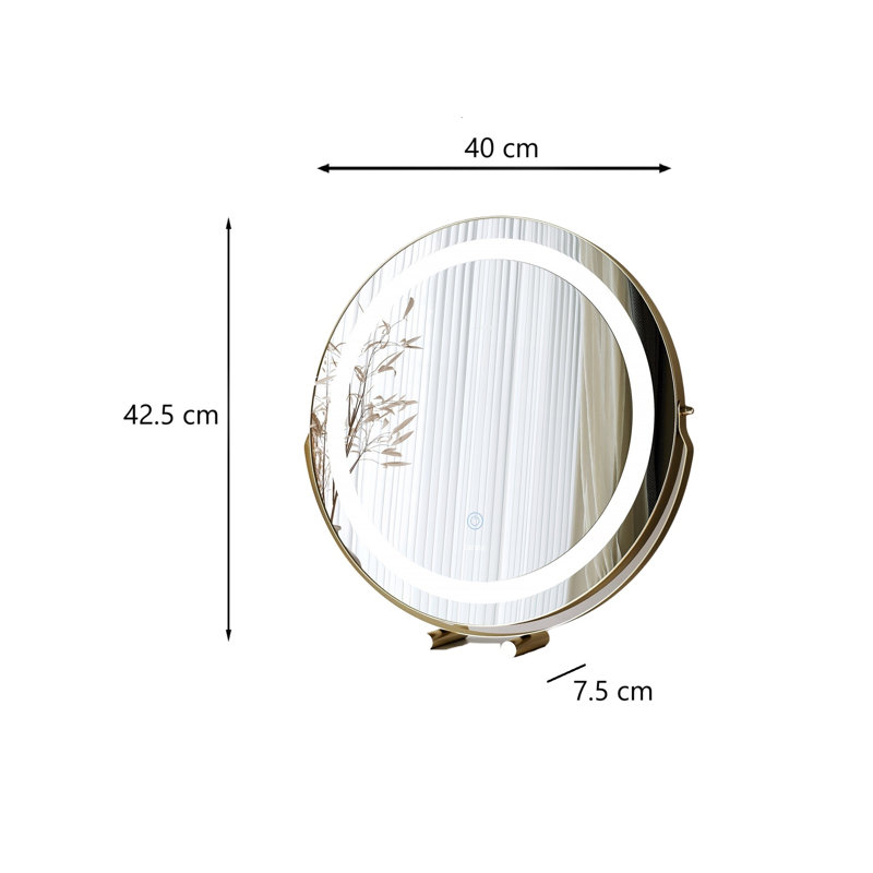 Zara Touch Sensor LED Light Mirror, Gold, 42.5 cm x 40 cm