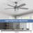 52-Inch Cement Grey Ceiling Fan With E26 Light,Glass Lampshade,5 Plywood Blades,Noiseless DC Motor,6 Wind Speed
