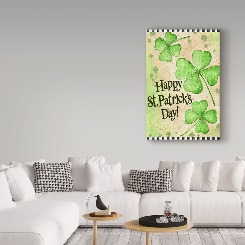 « st. patricks day trèfle », reproduction de peinture à l’acrylique sur toile tendue, H 24 po x l 16 po x P 2 po