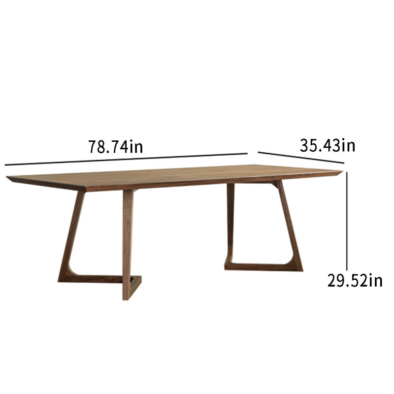 Walnut Solid Wood Dining Table, 35.43" W x 78.74" L