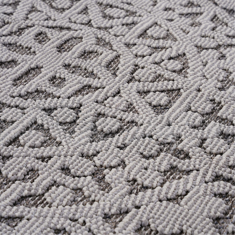 Gray/White /Medallion Indoor/Outdoor Area Rug, Rectangle 5'3" x 7'6"