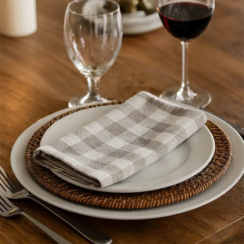 Buffalo Checkered Cloth Napkins, Set Of 4, Khaki