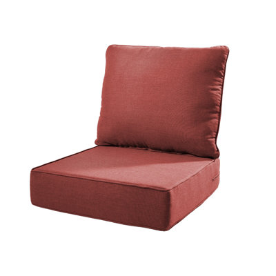 Coussin de chaise d'extérieur 15 cm plus épais, oléfine, ensemble de 2 coussins de terrasse, rouge, mousse 28D et housse imperméable amovible