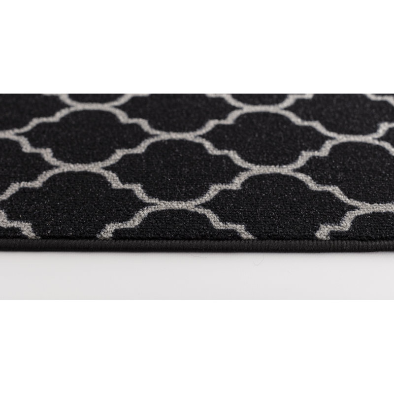 Vasta Non-Slip Geometric Indoor Doormat, 80cm W x 150cm L, Black