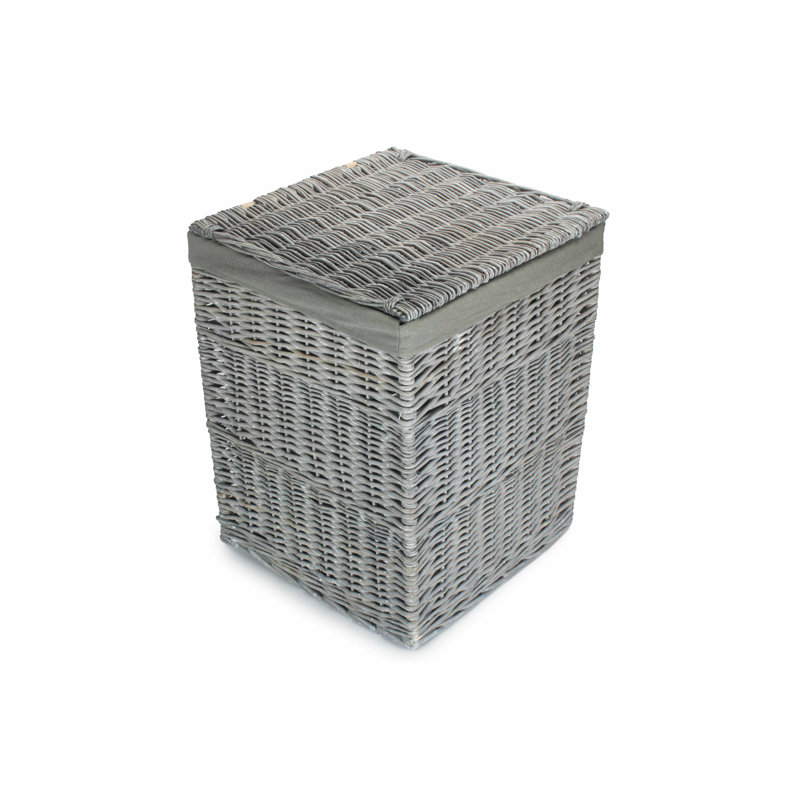 Wicker Laundry Basket with Lining, 61cm H x 46cm W x 46cm D