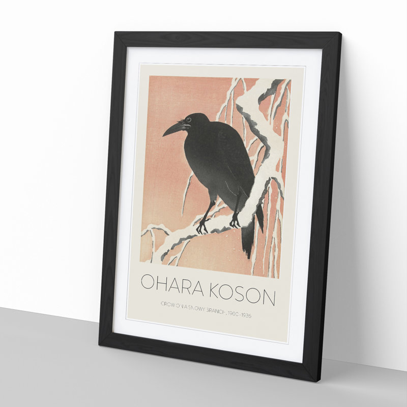 Crow Upon a Snowy Branch 1 Piece Single Picture Frame Wall Art, 36cm H x 27cm W x 2cm D, Black Framed