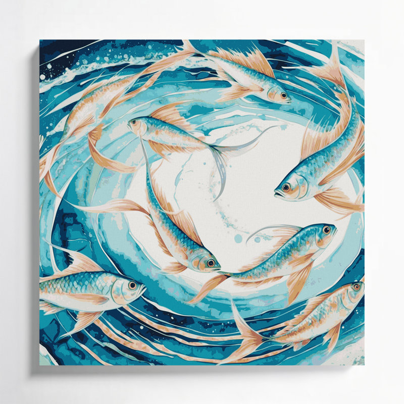 Hawaiian Flying Fish Green Canvas Wall Art, 12" H x 12" W