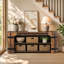 Console rustique de style campagnard de 160 cm avec rangement ouvert à 2 niveaux