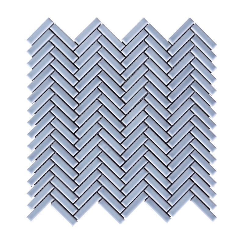 Mini Herringbone Porcelain Glazed Glossy Mosaic Wall And Floor Tiles, Blue