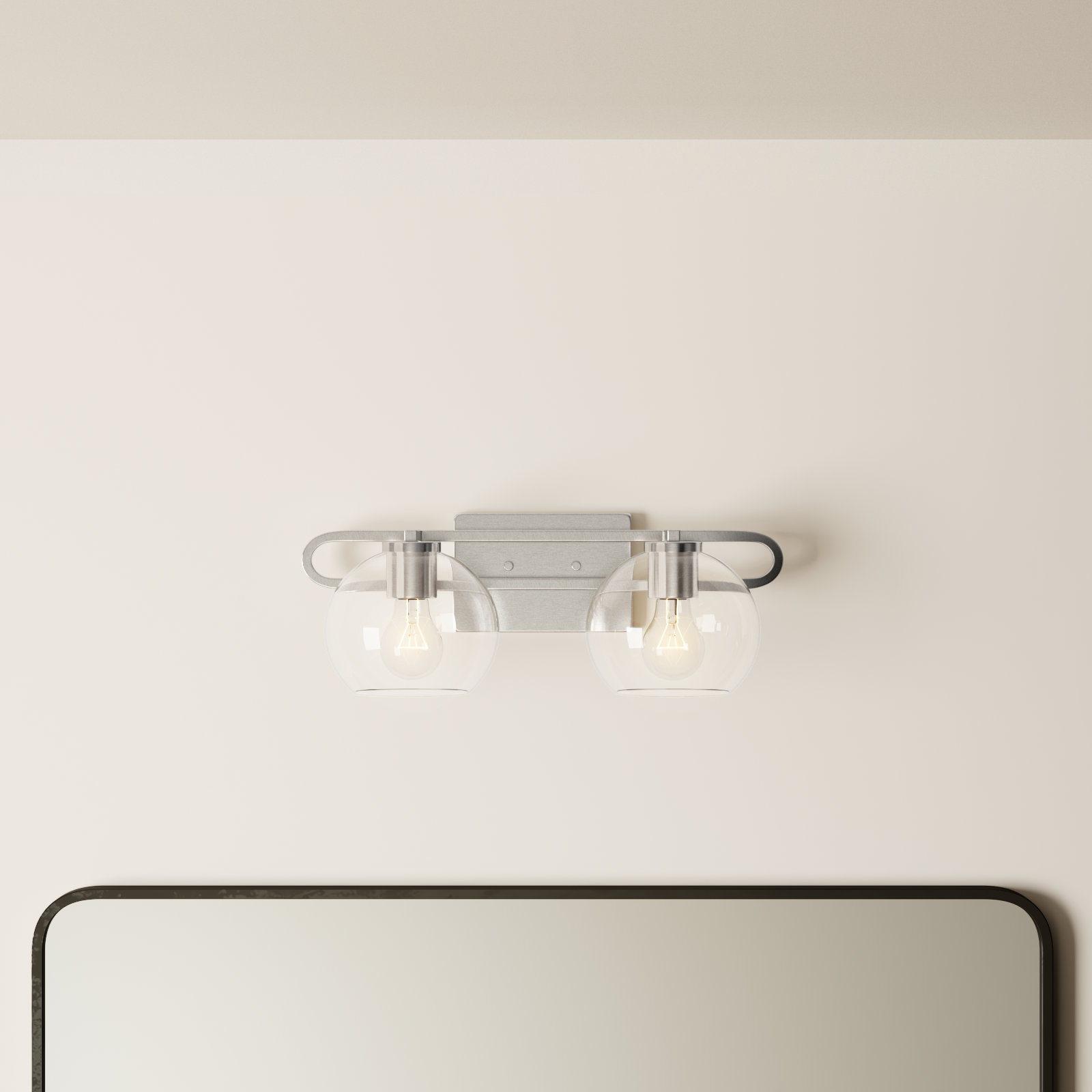 Eveline 4 Light Transparent Dimmable Vanity Light, Brushed Nickel, 7.63"H x 19.75"W x 8.38"D, 2