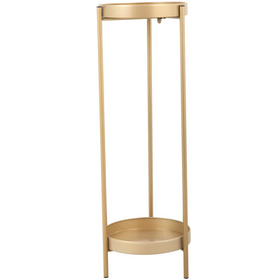 2 Metal Plant Stand With Golden Appearance, Foldable For Space Saving, Indoor Outdoor Versatile Folding Stand, Shade, & Spaces by George Oliver