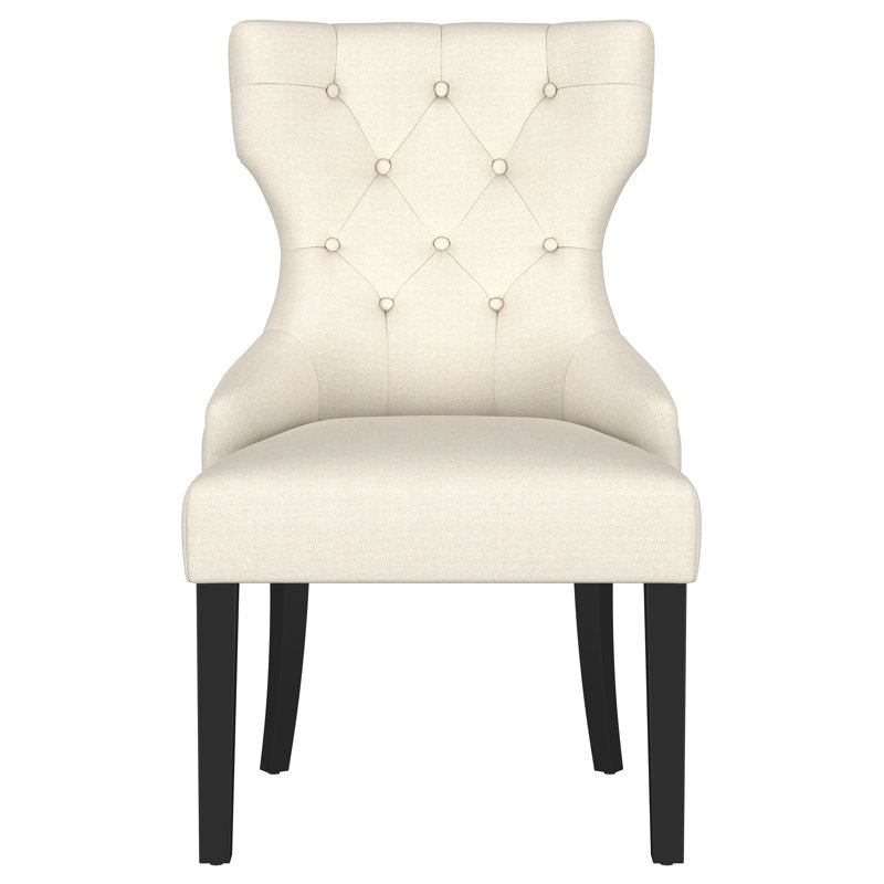 Chaise de salle à manger rembourrée en tissu Gillian, Beige/noir