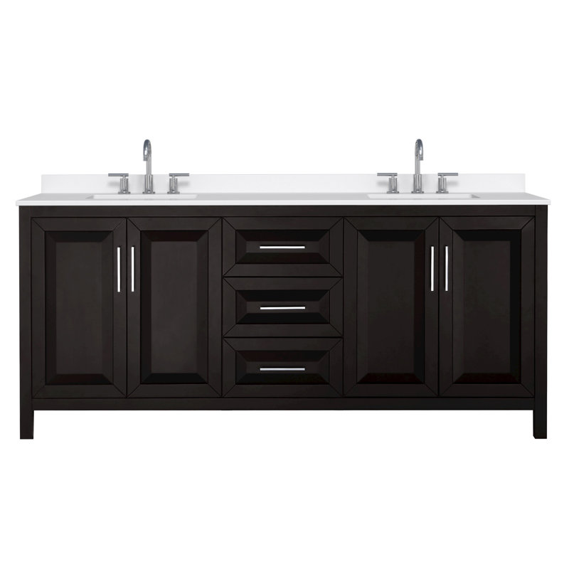 Daria 80'' W Vanity, Giotto Quartz, Brown, Polished Chrome