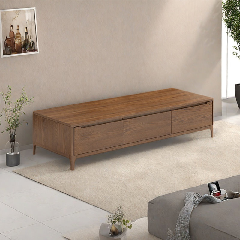 Table basse rectangulaire en bois massif avec rangement, H 17,3 po x L 59,1 po x l 27,6 po