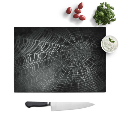 Tempered Glass Spiders Cobweb Chopping Board