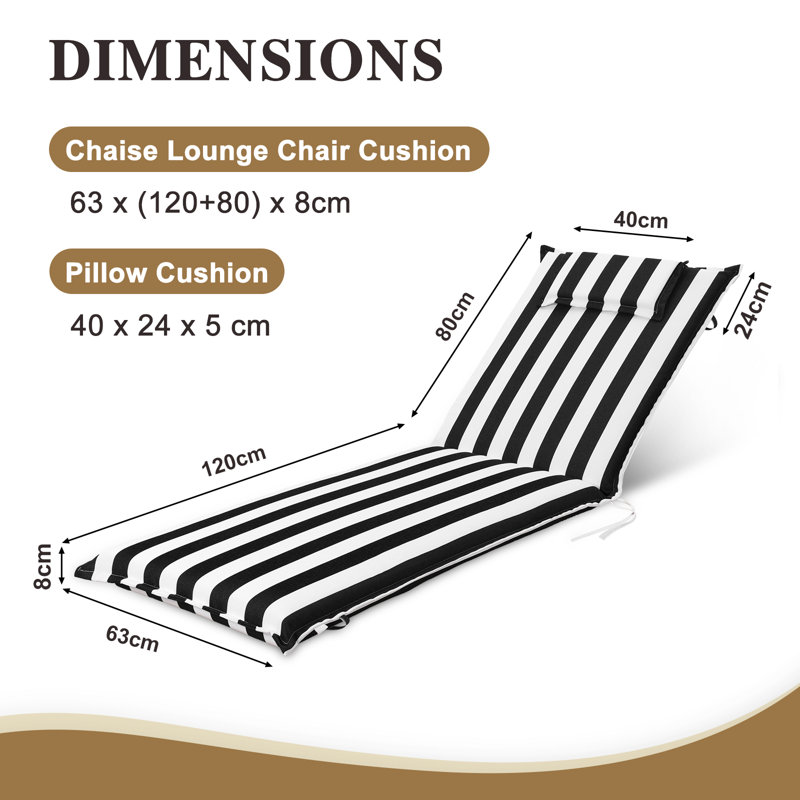 Sun Lounger Cushions for Garden, 63x200x8 cm, Black